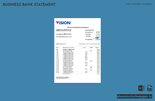 Paraguay Vision Banco Unternehmenserklärung (Word- und PDF-Beispiel)